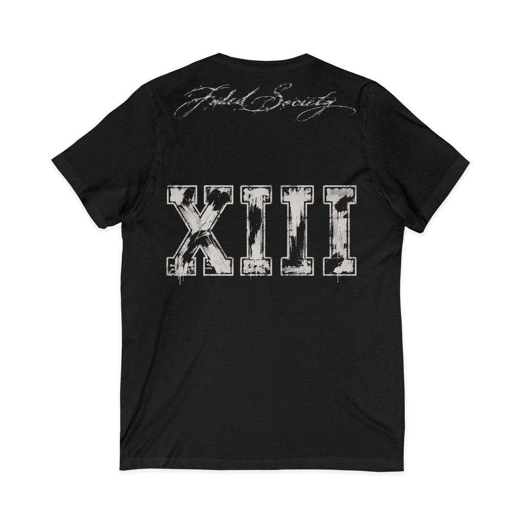 painted roman numbers 13 v neck jersey