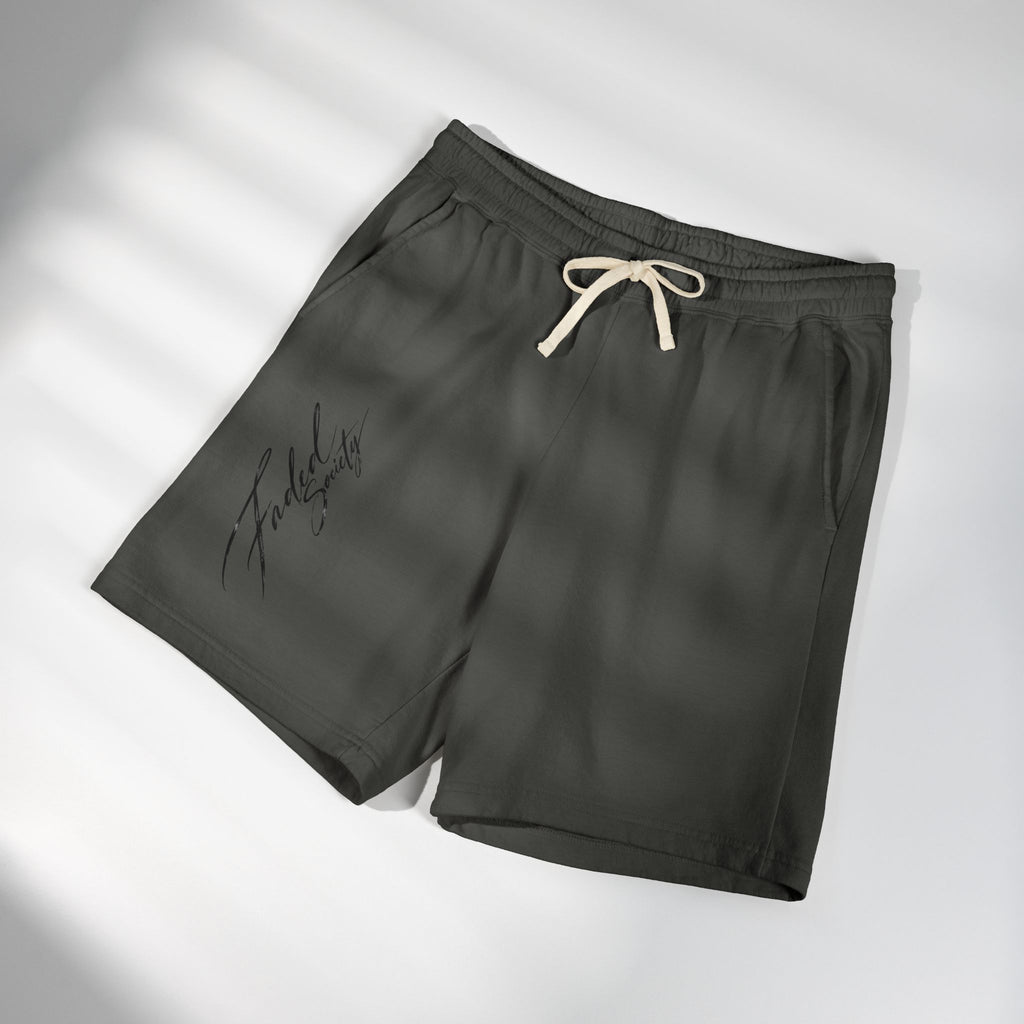 faded society garment dyed fleece shorts