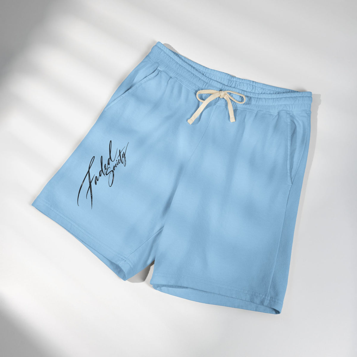 faded society garment dyed fleece shorts