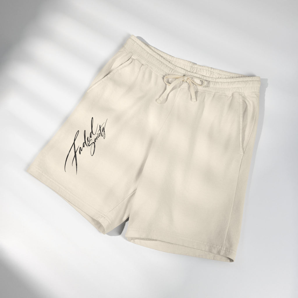 faded society garment dyed fleece shorts