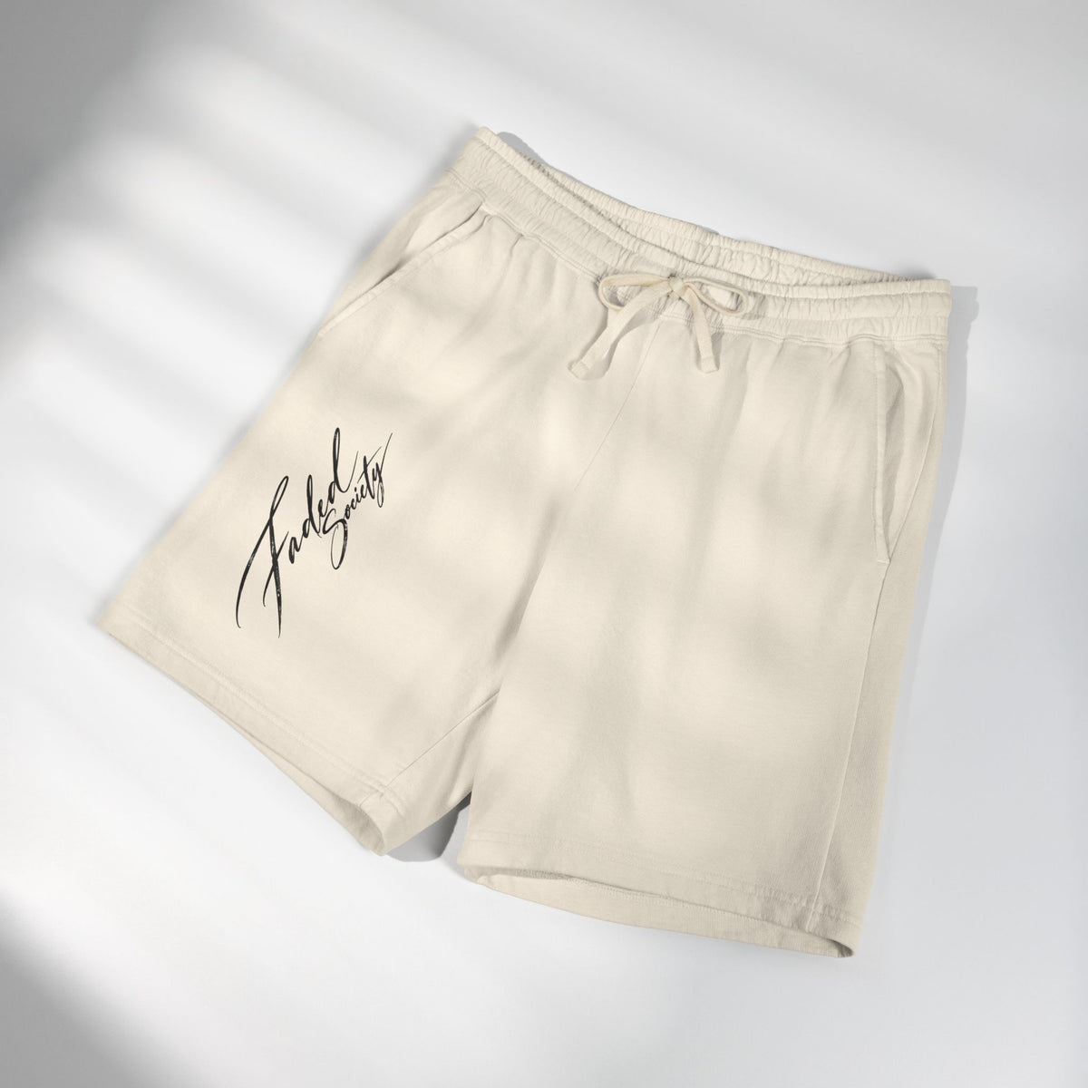 faded society garment dyed fleece shorts
