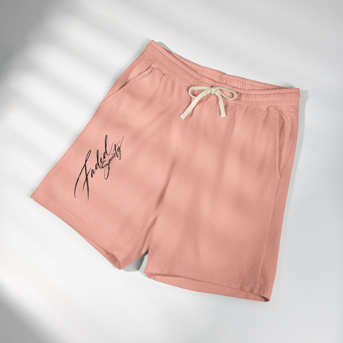 faded society garment dyed fleece shorts