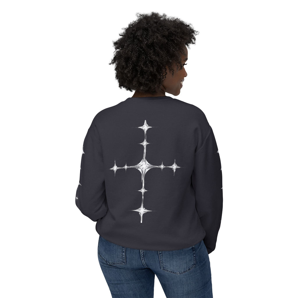 crewneck cross star design sweater