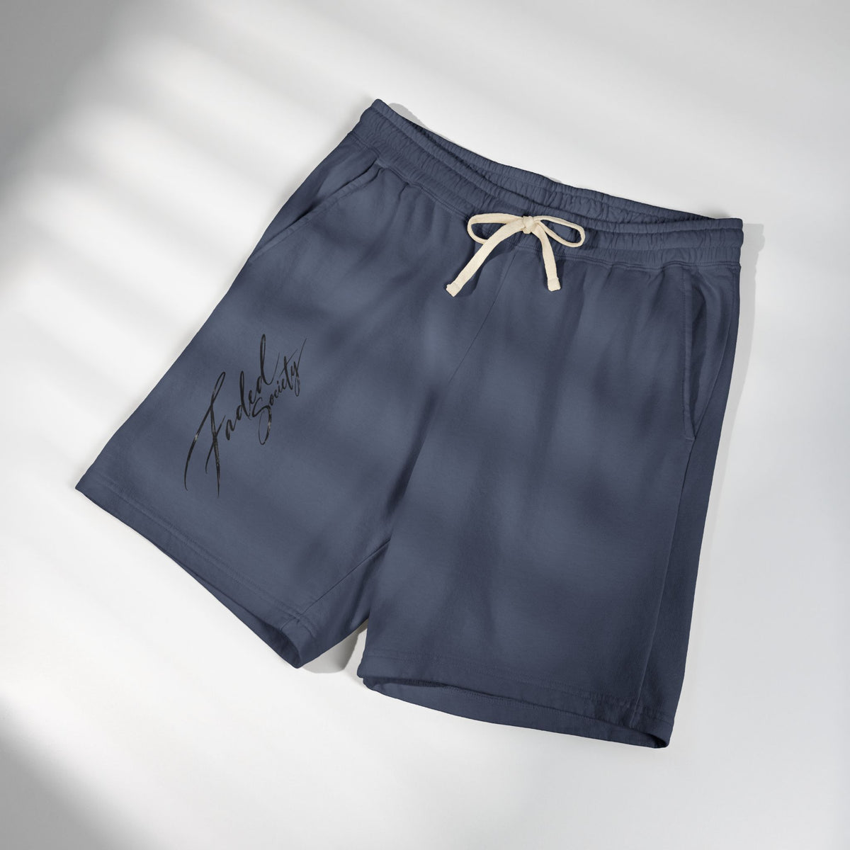 faded society garment dyed fleece shorts